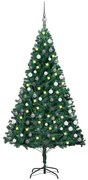 vidaXL Kunstkerstboom met LED's en kerstballen 120 cm PVC groen