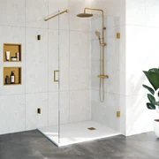Brauer JC profielloze douchecabine 120x90cm goud geborsteld
