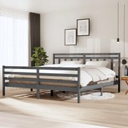 vidaXL Bedframe massief hout grijs 200x200 cm