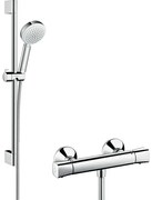 Hansgrohe CromettaDoucheset - ecostat universal douchekraan - thermostatisch - glijstangset 65cm - met Crometta 100 Vario handdouche - wit/chroom 27030400