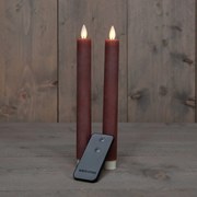 Anna's Collection - Led dinerkaars - roze - H 23cm - set van 2 stuks - met afstandsbediening