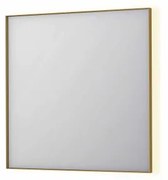 INK SP32 spiegel - 80x4x80cm rechthoek in stalen kader incl indir LED - verwarming - color changing - dimbaar en schakelaar - geborsteld mat goud 8410042