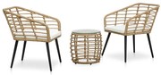 vidaXL 3-delige Bistroset poly rattan eikenkleurig