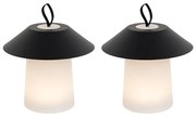 Buitenlamp met dimmer Set van 2 tafellamp met dimmeren mushroom zwart incl. LED oplaadbaar - Ivan Design IP44 Buitenverlichting rond Lamp