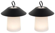 Set van 2 tafellampen mushroom zwart incl. LED oplaadbaar - Ivan