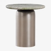 Ronde Bijzettafel Ø40 Cm Alliser Grijs – Staal & Groen Marmer Forest - Sklum