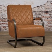 Tower Living Cognac Fauteuil Ecoleer Met Ruit Civo