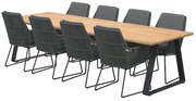4 Seasons Outdoor Valencia tuinset platinum met Basso tafel teak blad 300 cm  Tuinset    houtkleur weerbestendig
