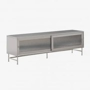 Paoline Tv-meubel 180x40 Cm In Staal En Glas Grijs – Chroom - Sklum