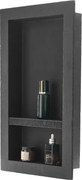 VEVOR Douchenis, 10,16 x 40,64 x 71,12 cm, Wandnis met Verplaatsbare Scheidingsplank, Zeep & Shampoo Opberger, Afgedicht Ontwerp, Zwart voor Badkamerdouche