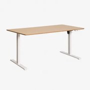 Elektrisch Verstelbaar Rechthoekig Bureau Met Geheugenfunctie Van Hout En Ijzer Serpi Eikenhout & ↔︎ 160 Cm & Wit - Sklum
