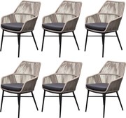 Chianti dining tuinstoel grijs rope set van 6