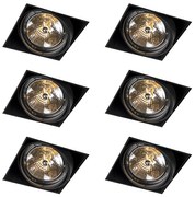Set van 6 Grote Inbouwspot zwart AR111 draai- en kantelbaar trimless - Oneon QR111 / AR111 / G53 Binnenverlichting Lamp