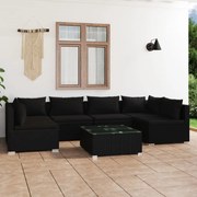 vidaXL 7-delige Loungeset met kussens poly rattan zwart