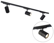 LED Modern 3-fase railsysteem met 3 Spot / Opbouwspot / Plafondspots zwart links - 3-Phase Ruler Modern Binnenverlichting Lamp