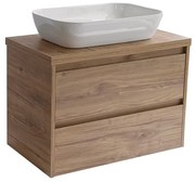 Sanicare Avenza badmeubel 80cm diveria oak met witte waskom 60x40cm