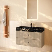 Muebles Murcia badmeubel ribbelfront 100cm macchiato met Portoro Gold wastafel met kraangat