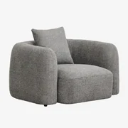 Fauteuil In Chenille Coco Granietgrijs Dik Chenilledoek - Sklum