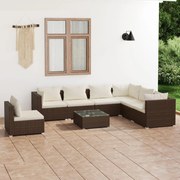 vidaXL 8-delige Loungeset met kussens poly rattan bruin