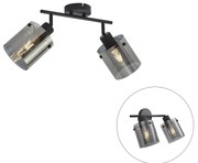 Design plafondspot zwart met smoke glas 2-lichts - Domo