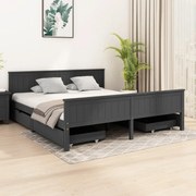 vidaXL Bedframe met 4 lades massief grenenhout donkergrijs 200x200 cm