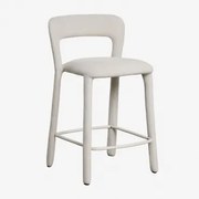 Pack Van 4 Hoge Krukken Met Gestoffeerde Rugleuning Brusel ↑65 Cm & Stof Gebroken Wit - Sklum