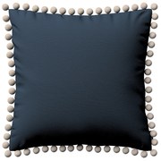 Dekoria Kussenhoes Wera met pompons, marineblauw 45 x 45 cm