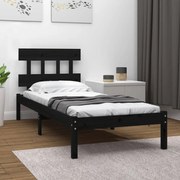 vidaXL Bedframe massief hout zwart 75x190 cm 2FT6 Small Single