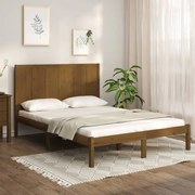 vidaXL Bedframe massief grenenhout honingbruin 135x190 cm 4FT6 Double