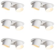 Set van 6 inbouwspots wit GU10 70mm kantelbaar 2-lichts - Installa