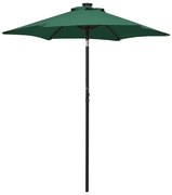 vidaXL Parasol met LED-verlichting 200x211 cm aluminium groen