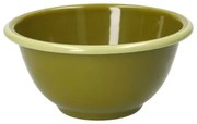 Schaal, emaille, olijfgroen met lichtgroen randje,Ø14 CM