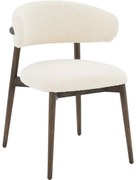 Goossens Eetkamerstoel Diede met Massief Houten Frame beige stof leuning, stijlvol landelijk