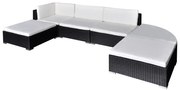 vidaXL 6-delige Loungeset met kussens poly rattan zwart