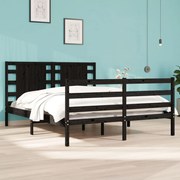 vidaXL Bedframe massief grenenhout zwart 135x190 cm 4FT6 Double