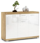 Brede ladekast SIMPLE KD3SZ1 EIKEN AMBACHT GOUD/WIT GLANS