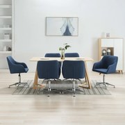 vidaXL Eetkamerstoelen draaibaar 6 st stof blauw