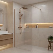 Walk-in douchewand Rea Flexi Transparent / Brush Copper 70