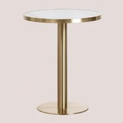 Ronde Bar Tafel Ø60 Cm In Manhattan Gres Wit & Goud Champagne - Sklum