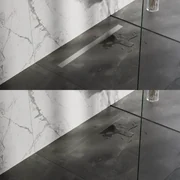 Brauer Douchegoot - 100x7x6.7cm - ondiepe vloerflens - zijuitloop - tegelinlegrooster omkeerbaar - RVS DR-MRF100NG