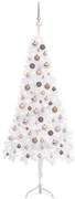 vidaXL Kunstkerstboom met LED's en kerstballen hoek 150 cm PVC wit