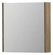 INK SPK1 Spiegelkast - 60x14x60cm - 1 deur - dubbelzijdige Spiegel - schakelaar en stopcontact - MFC Zuiver eiken 1110470