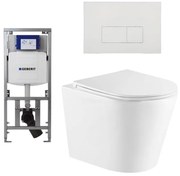 QeramiQ Dely Toiletset - 36.3x51.7cm - diepspoel - rimless - Geberit UP320 inbouwreservoir - met Burda frame - softclose toiletzitting - mat witte bedieningsplaat - rechtehoekige knoppen - wit mat SW1000766/0701131/SW706191/SW1026254