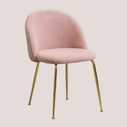 Chenille Eetkamerstoel Kana Design Roze & Goud - Sklum