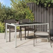 vidaXL Tuintafel 150x90x75 cm gehard glas en poly rattan wit