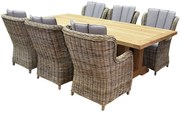 Darwin naturel Antigua dining tuintset 250x120xH75 cm teak suntech grey