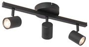 Plafondspot zwart GU10 50mm 3-lichts incl. backlight en 3-way switch - Back Up