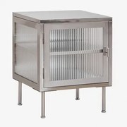 Nachtkastje Van Staal En Glas Paoline Grijs – Chroom - Sklum