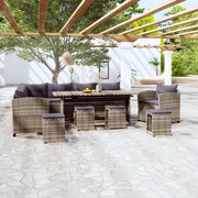 vidaXL 7-delige Loungeset met kussens poly rattan grijs