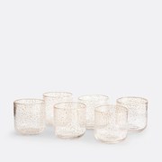 Set van 6 glazen in bubbelglas en lovertjes, Paljett